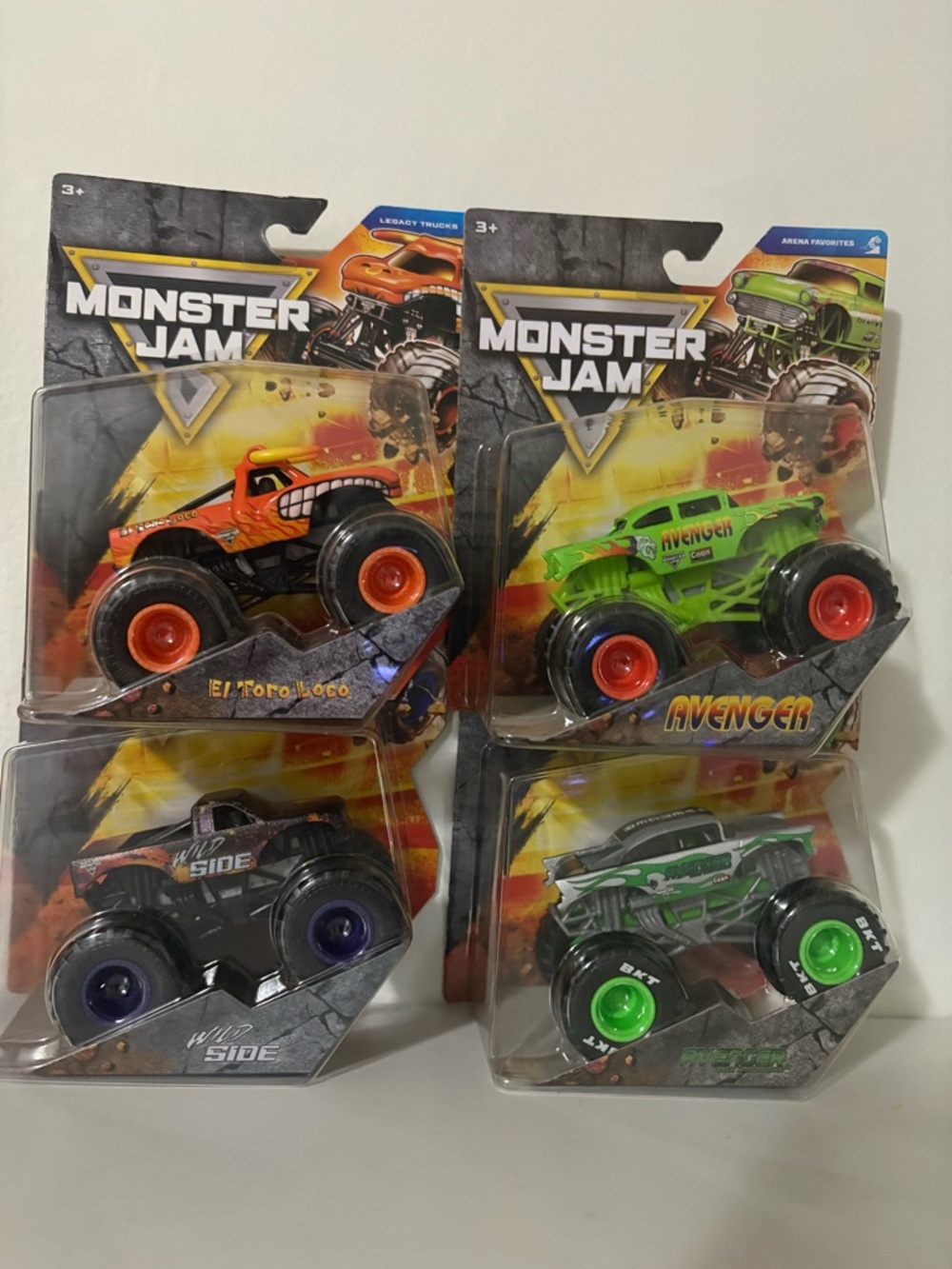 Monster Jam Assorted Monster Truck 4-Pack - Orange, Green, Black, White